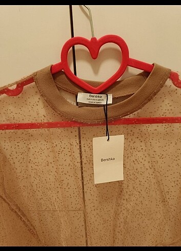 Bershka Bershka transparan organze kumaş tül üst