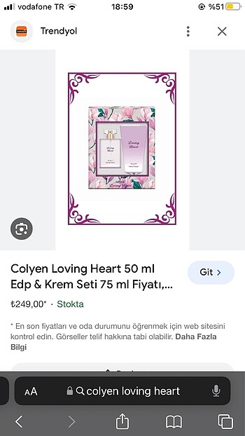 colyen gift parfum krem seti