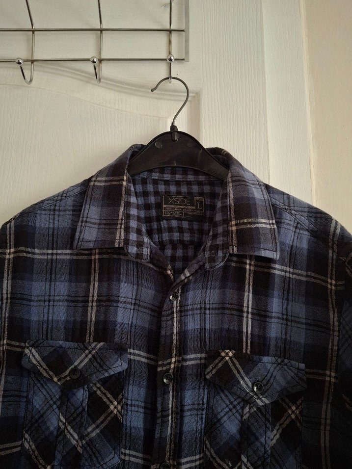 Erkek Mavi Ekose Kısa Kollu Gömlek - Görsel 2