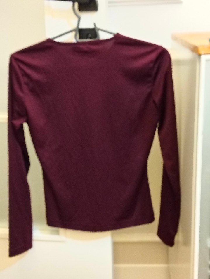 Bordo V Yaka Uzun Kollu Bluz - Görsel 2