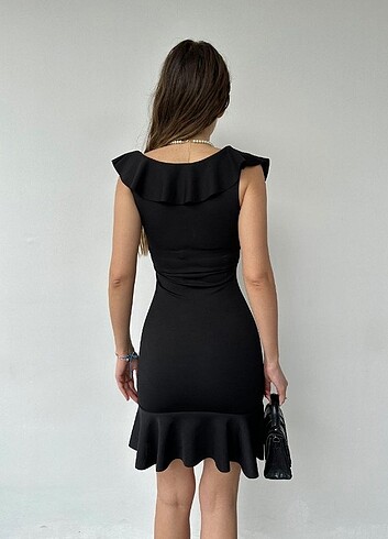 H&M Crep Kumaş Elbise Siyah