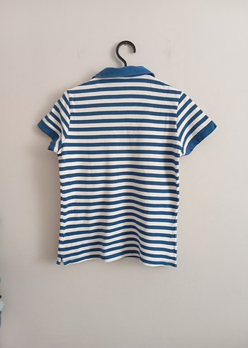 kadın çizgili polo yaka t-shirt