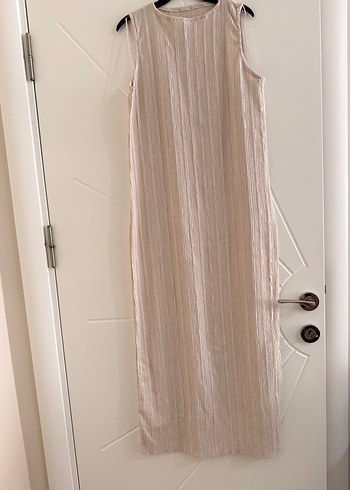 Addax Ekru Sifon Uzun Elbise