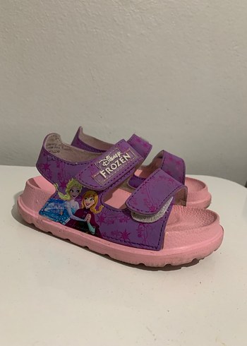Mor Frozen Kız Çocuk Sandaletleri Velcro