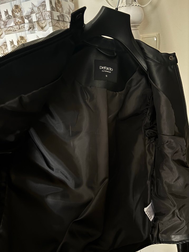 DEFACTO SİYAH DERİ CEKET - Görsel 4