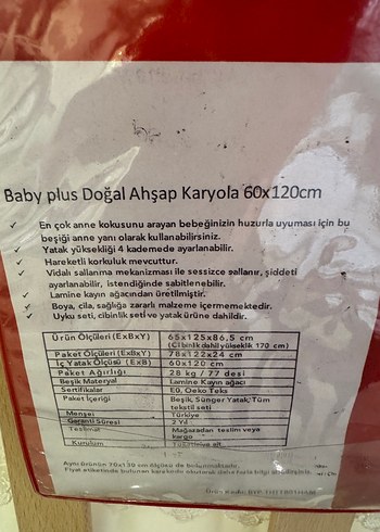 Beden ten rengi Renk Ahşap Bebek Beşiği