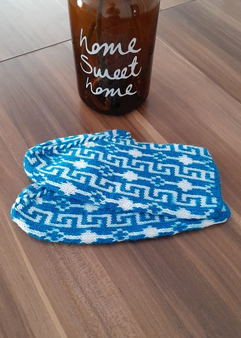 Mavi batik desenli ev patigi