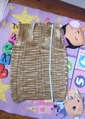 Kahverengi V Yaka Triko Süveter - Görsel 2