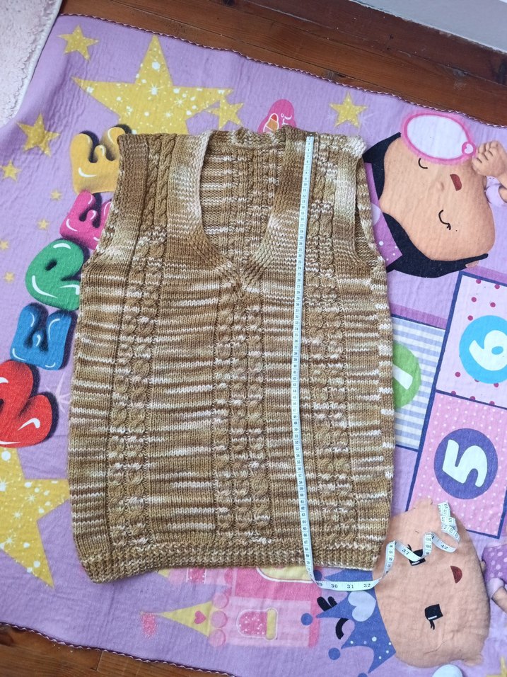 Kahverengi V Yaka Triko Süveter - Görsel 2