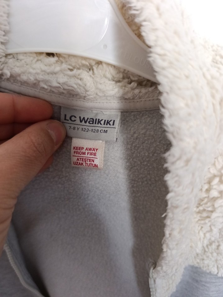 Kız Çocuk Gri Kapüşonlu Fermuarlı Sweatshirt - Görsel 3