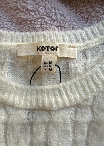 Beyaz Örgü Kısa Kollu Kadın Kazak - Görsel 2