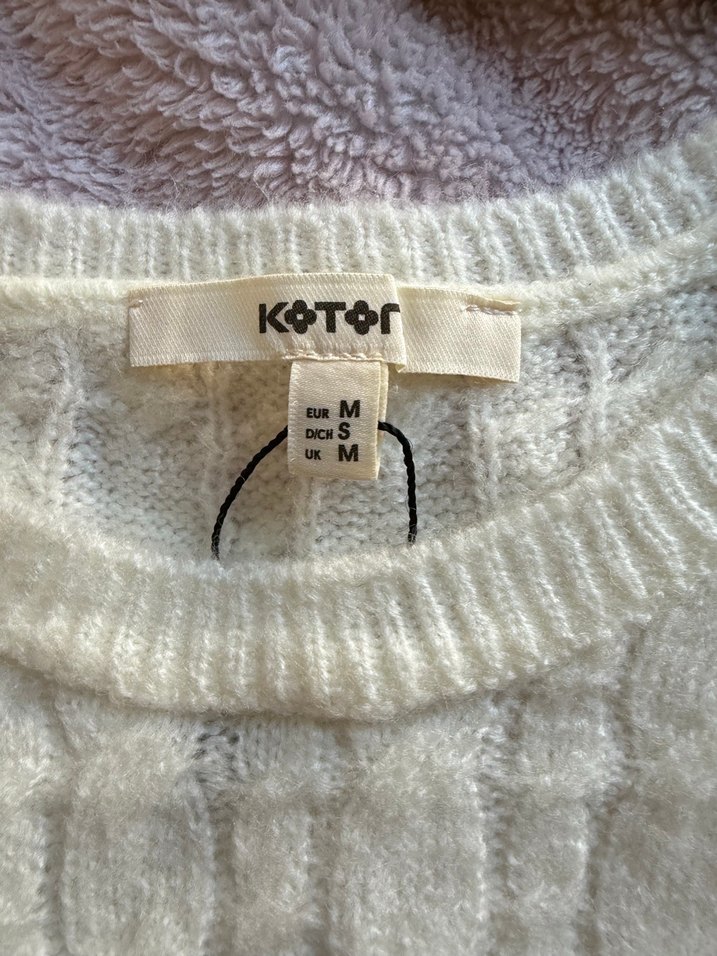 Beyaz Örgü Kısa Kollu Kadın Kazak - Görsel 2