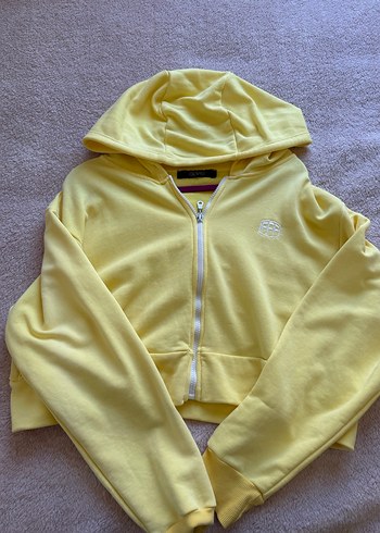 Sarı Kapüşonlu Fermuarlı Sweatshirt - Görsel 2