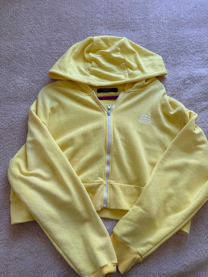 Sarı Kapüşonlu Fermuarlı Sweatshirt - Görsel 2