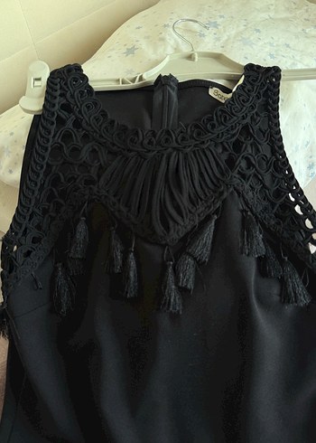 Dantel Detaylı Siyah Midi Elbise - Görsel 2