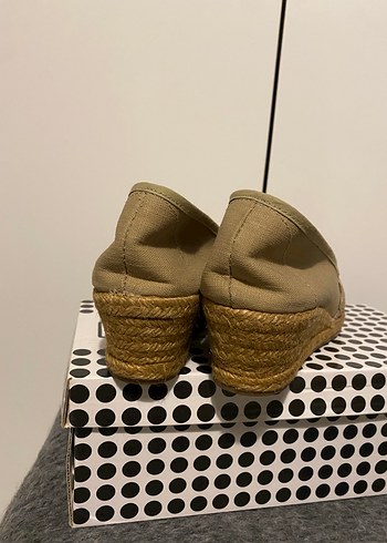 Bej Nakışlı Dantel Detaylı Dolgu Topuklu Kadın Espadril - Görsel 8