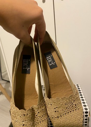 Bej Nakışlı Dantel Detaylı Dolgu Topuklu Kadın Espadril - Görsel 5