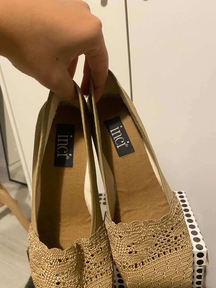 Bej Nakışlı Dantel Detaylı Dolgu Topuklu Kadın Espadril - Görsel 5