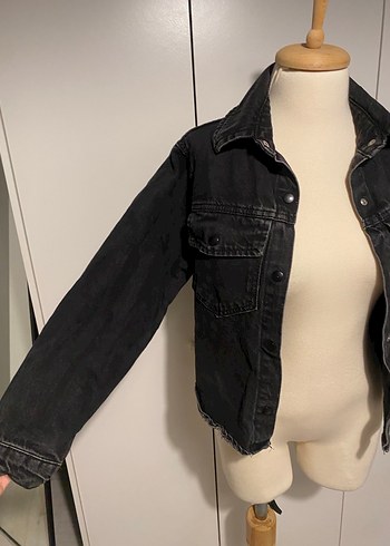 Siyah Düğmeli Kadın Denim Ceket - Görsel 6