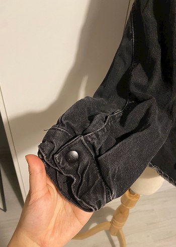 Siyah Düğmeli Kadın Denim Ceket - Görsel 8