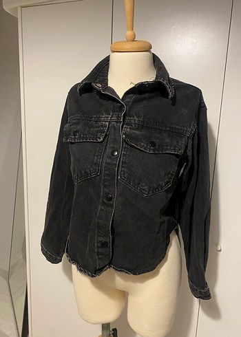 Siyah Düğmeli Kadın Denim Ceket - Görsel 2