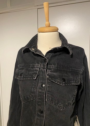 Siyah Düğmeli Kadın Denim Ceket - Görsel 3