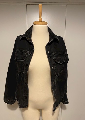 Siyah Düğmeli Kadın Denim Ceket - Görsel 4