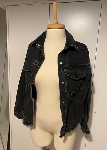 Siyah Düğmeli Kadın Denim Ceket - Görsel 5