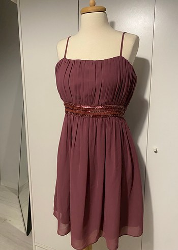 Bordo Askılı Midi Elbise - Görsel 2