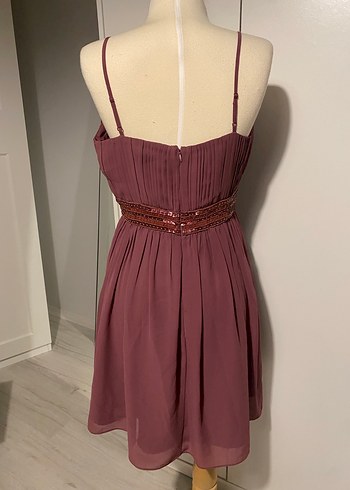 Bordo Askılı Midi Elbise - Görsel 5