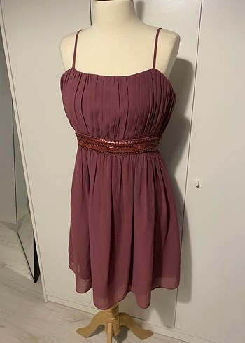 Bordo Askılı Midi Elbise - Görsel 4