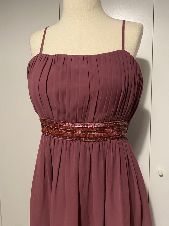 Bordo Askılı Midi Elbise - Görsel 3