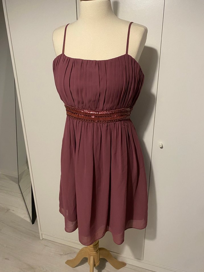 Bordo Askılı Midi Elbise - Görsel 4