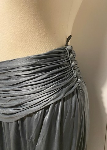 Gri Uzun Drapeli Kadın Etek - Görsel 6