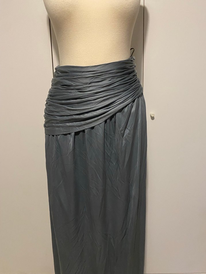 Gri Uzun Drapeli Kadın Etek - Görsel 4