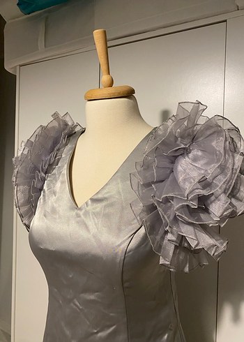 ADL Night Zoom Gri Abiye Elbise - Görsel 4