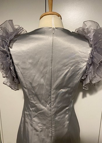 ADL Night Zoom Gri Abiye Elbise - Görsel 7