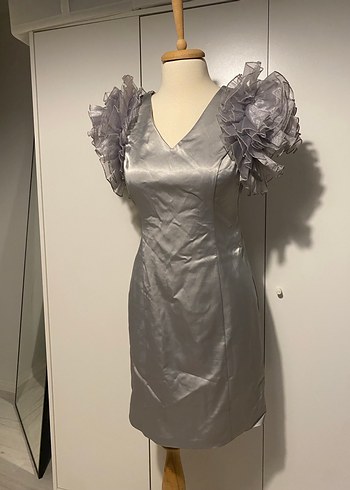 ADL Night Zoom Gri Abiye Elbise - Görsel 2