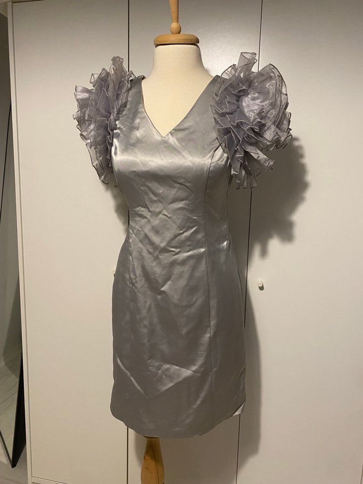 ADL Night Zoom Gri Abiye Elbise - Görsel 5