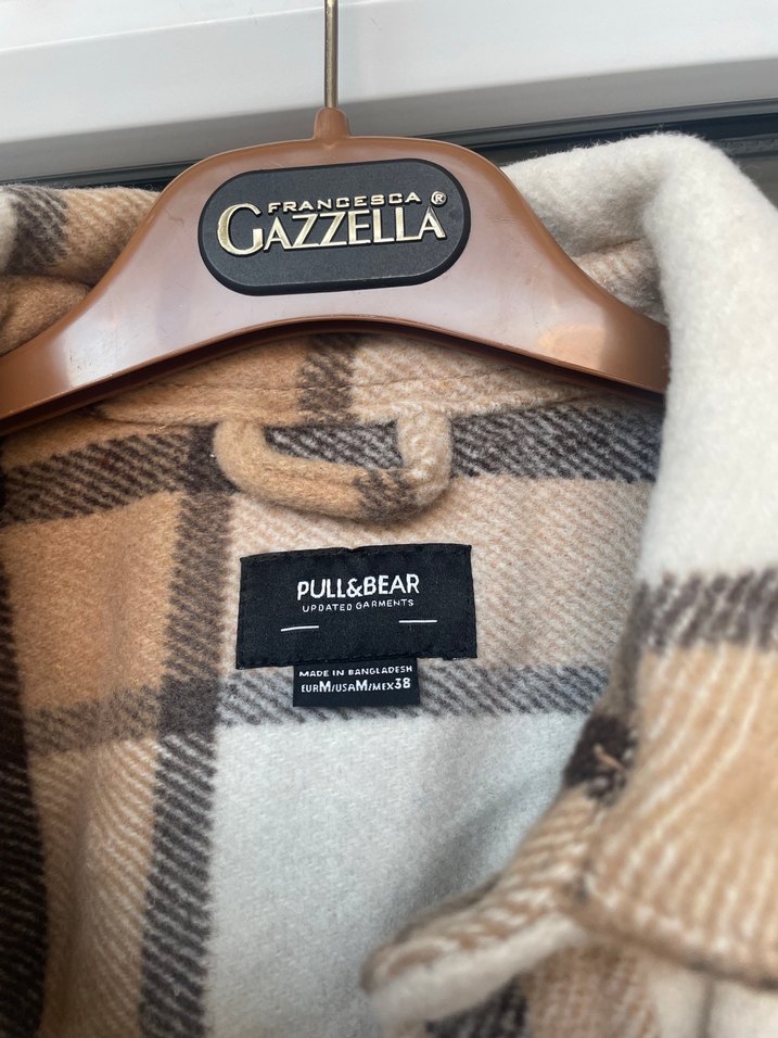 Bej Ekoseli Düğmeli Erkek Gömlek - Görsel 5