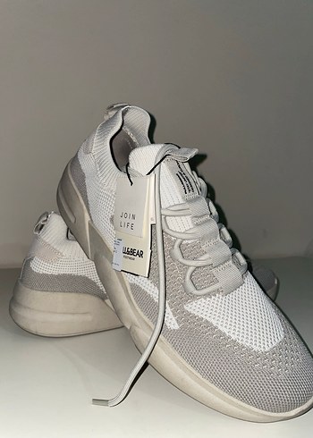 Beyaz Gri Bağcıklı Erkek Pull and Bear Spor Ayakkabı - Görsel 2