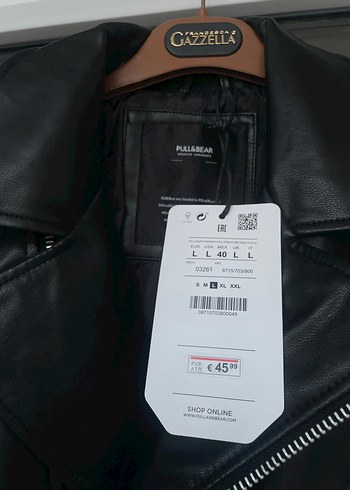 Erkek siyah deri ceket Pull and bear - Görsel 4