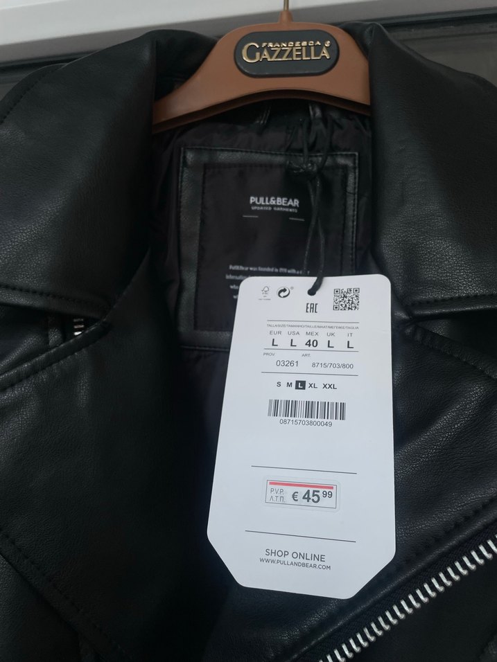 Erkek siyah deri ceket Pull and bear - Görsel 4