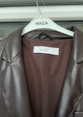 Düğmeli Kahverengi Deri Kadın Ceket - Görsel 2