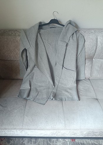 Gri Midi Kadın Hırka - Rahat Kesim - Görsel 2