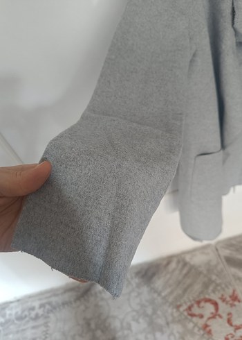 Gri Midi Kadın Hırka - Rahat Kesim - Görsel 4