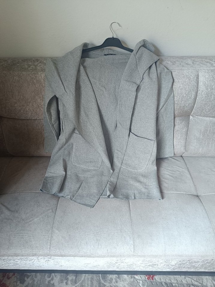 Gri Midi Kadın Hırka - Rahat Kesim - Görsel 2