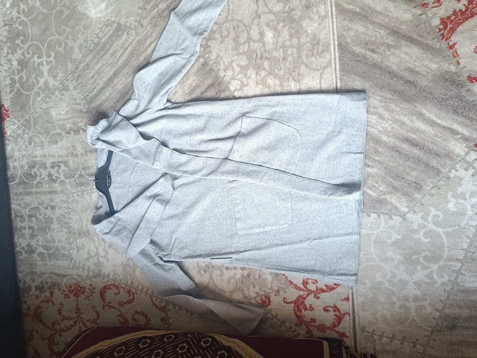 Gri Midi Kadın Hırka - Rahat Kesim - Görsel 3