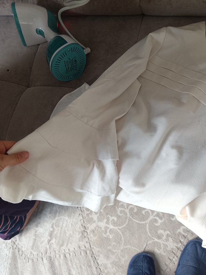 Uzun Kollu Beyaz Keten Bohem Tunik - Görsel 2