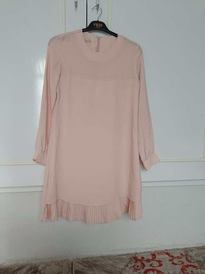 Bej Pilili Mini Kadın Tunik - Görsel 3